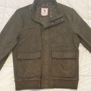 U.S. Polo Assn. Olive Green Suede-Feel Bomber Jacket - Size XL - 9/10 EXCELLENT